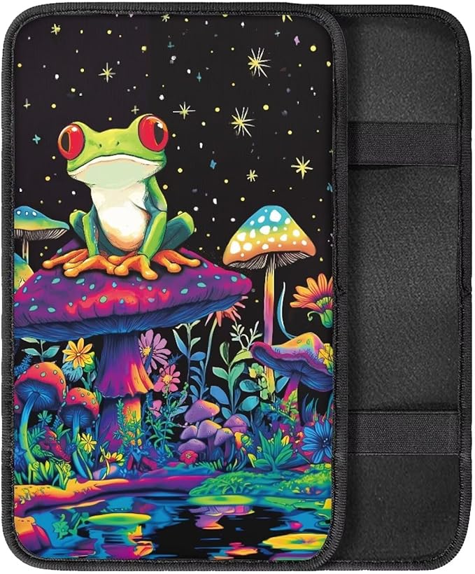 Mushroom Frog Universal Center Console Armrest Soft Pad Protector Cover Center Console Cushion Fits for Most Vehicle,SUV,Truck Car Accessories