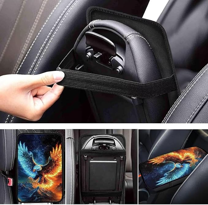 Eagle Auto Center Console Pad,Soft Waterproof Car Center Console Covers Auto Armrest Seat Box Cover Protector for Most Vehicle SUV Truck Car
