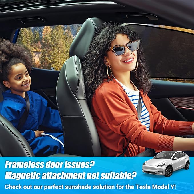 ZATOOTO Tesla Model Y Window Shades for Front Window Sun Shade Semi Transparent Static Cling | Custom Fit 2020-2024 | 95% UV & Heat Block | Privacy Protection | No Adhesive, Tool-Free Install