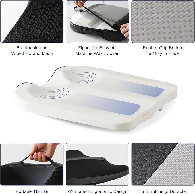 Car Seat Cushion for Driving – Memory Foam Adults Booster seat for short drivers, Tailbone / Lower Back Pain Relief, Improve Driving Vision – Non-Slip, Comfortable, Breathable , for Car, Office, Home.