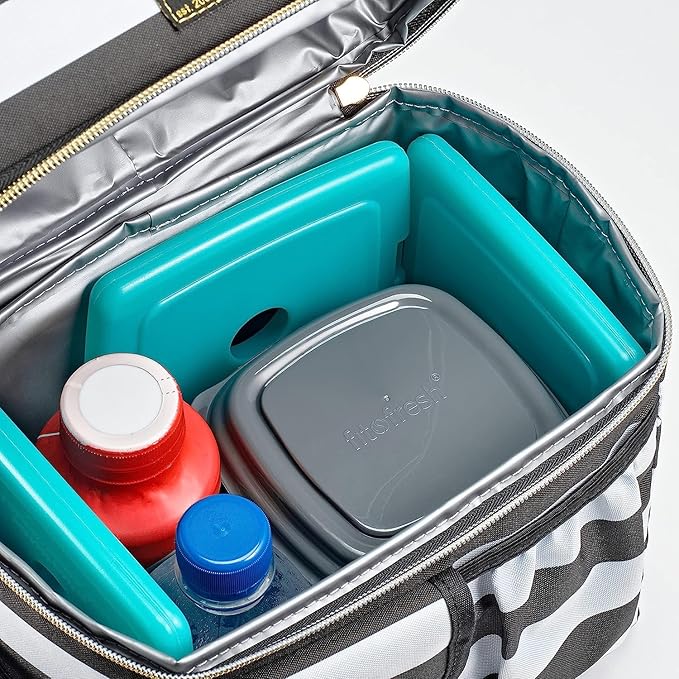 Cool Coolers by Fit & Fresh 4 Pack Slim Ice Packs, Quick Freeze Space Saving Reusable Ice Packs for Lunch Boxes or Coolers, Green
