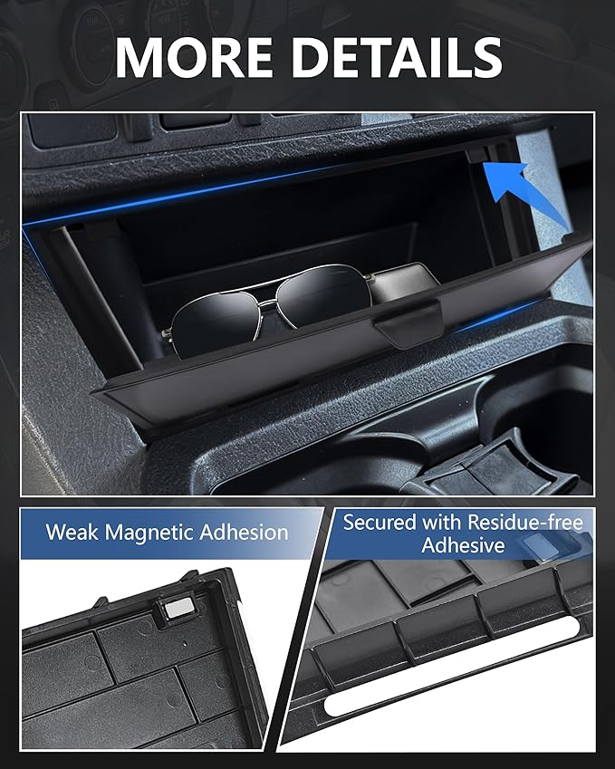 Center Console Hidden Storage Cover for Toyota Tacoma 2016-2023 Accessories, for Wireless Charging & Non Charging Models- Center Console Privacy Cover Protector Anti-Dust Organizer