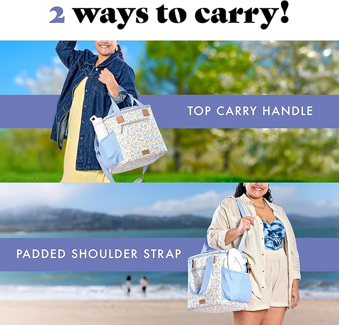 Fit & Fresh, 24-Can Soft Cooler Bag Insulated Leak-Resistant, Portable Soft Cooler, Large Cooler, Soft Sided Cooler Bag, Travel Cooler, Lemon Vines