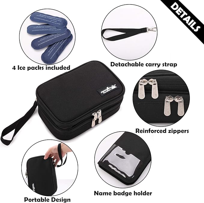 Apollo Walker Insulin Cooler Travel Case Diabetic Medication Cooler with Ice Packs and Insulation Liner TSA Approved