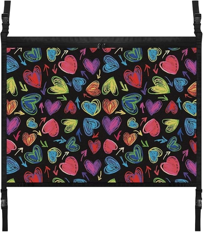Generic Hearts Car Ceiling Cargo Net,Car Roof Storage Organizer Double Layer Cargo Bag Pocket SUV Ceiling Storage Net Long Road Trip Camping Interior Accessories Valentine's Day Decorations