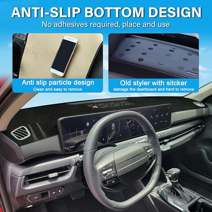 Car Dash Cover for Kia K4 2025 2026 Dashboard Cover Mat, Non-Slip Center Console Protector Mat Sunshade Windshield Glare for K4 Interior Accessories (Not for HUD, Left Hand Drving)