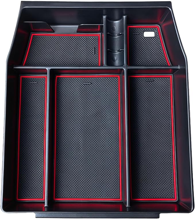 Zxiaochun Center Console Organizer Compatible with 2021 2022 2023 2024 Ford F150 Interior Accessories, Armrest Box Insert Storage Tray (Full Console w/Bucket Seats ONLY)-Red Trim