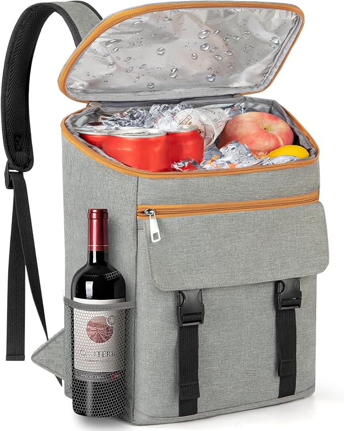 Cooler Backpack Soft Insulated Leak Proof 50 Cans Insulated Backpack Cooler Portable Picnic Camping Beach Hiking BBQ Lunch Backpack for Men and Women - Grey