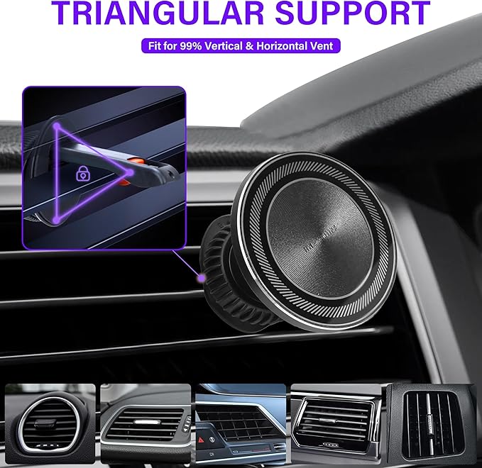 Magnetic Car Phone Holder, N55 Strong Magnets, 360° Rotation Dashboard Magnetic Phone Holder for Car, Folding Car Magnet Phone Mount for iPhone 16 15 14 13 Pro Max (Round-5)