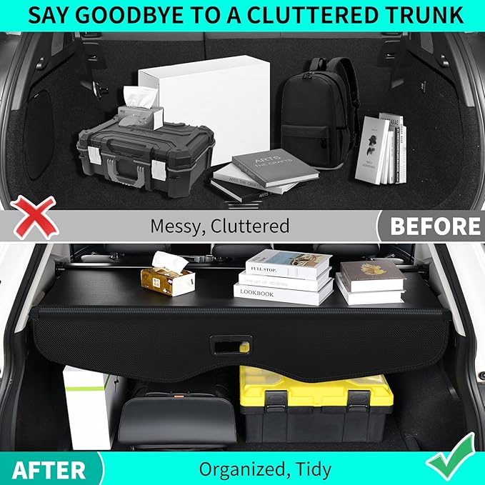 Tecoom Rear Trunk Cargo Cover Fit for Chevrolet Blazer 2019-2024, Carbon Fiber Trunk Security Covers fit for Chevy Blazer 2019 2020 2021 2022 2023 2024 Accessories, Retractable Luggage Privacy Screen
