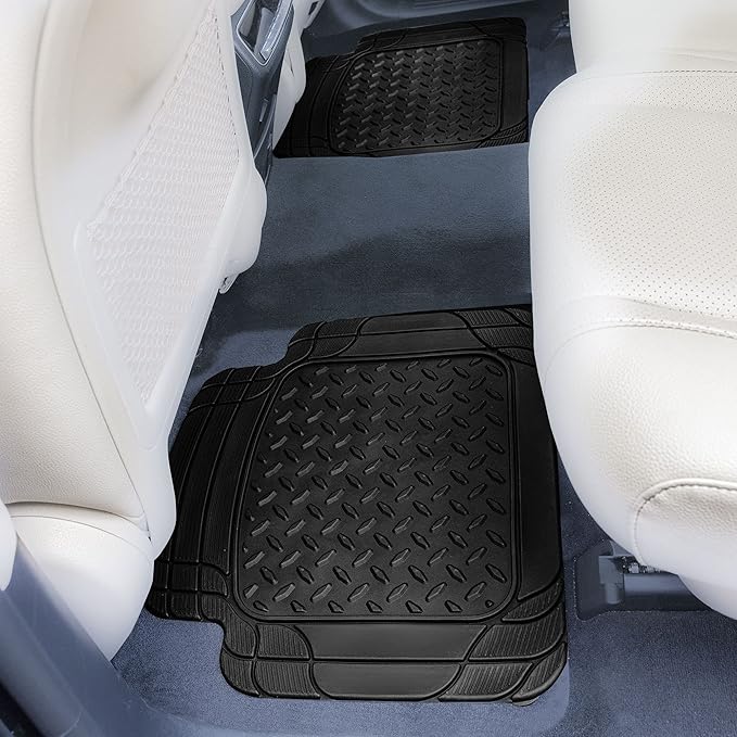 FH Group Automotive Floor Mats - Heavy-Duty Footprint Design Rubber Floor Mats for Cars, Universal Fit Full Set, Climaproof Floor Mats, Trimmable Floor Mats for Most Sedan, SUV, Truck Floor Mats Gray