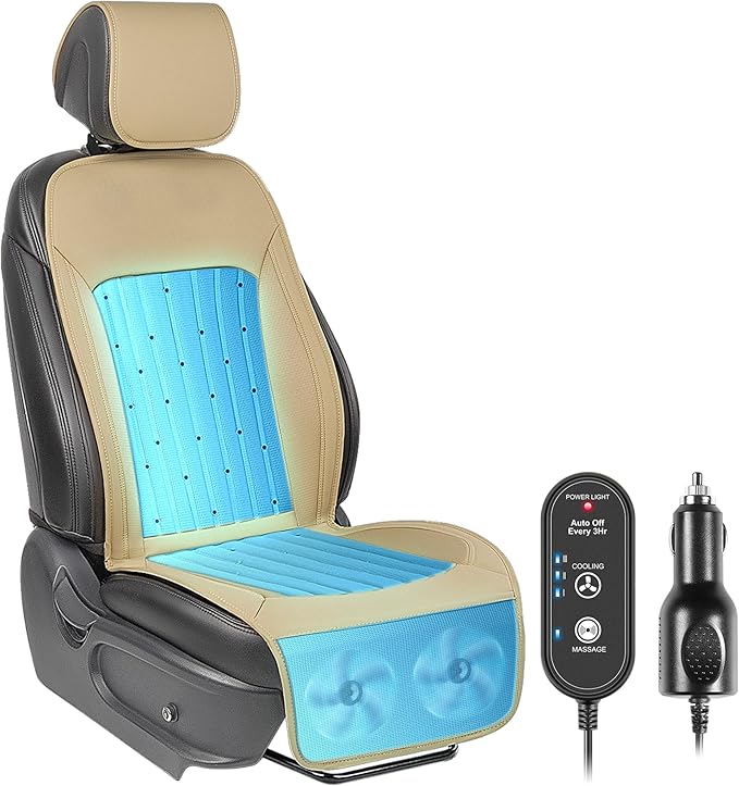 Paffenery 2026 Upgraded Cooling Car Seat Cover Front Seat, 12V-24V Ventilated Cooling Car Seat Cushion, Cooled Seat Cover for Car SUV Truck Universal Fit, Cream Beige