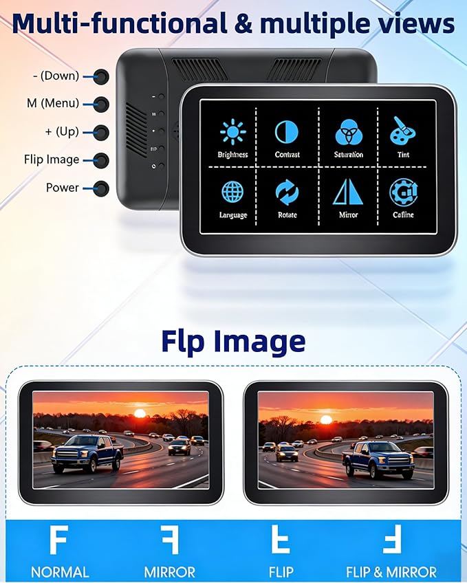 HD 1080P Backup Camera: 15-Min Easy Install 7 inch Large Screen Color Night Vision See Clearly at Night Up to 10 Meters - Reverse Camera for Trucks Cars Pickup SUVs Rear View Safety & Parking Assist