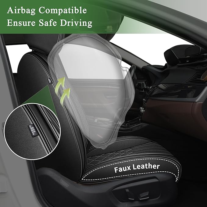 Bling Diamond Embroidered Seat Covers for Nissan Rogue 2010-2025 2026, Full Set 5 Seats, Sparkle Rhinestone Breathable Perforated Faux Leather Car Seat Covers for Women (Black)