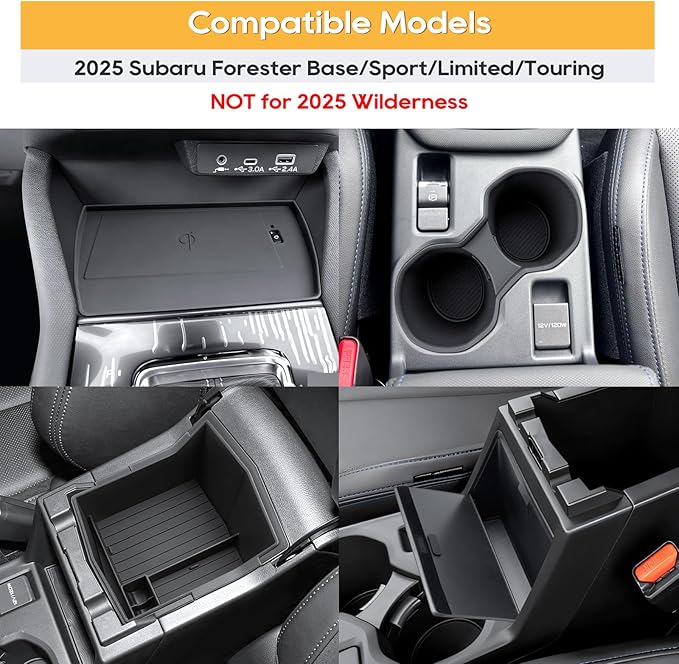 LFOTPP for Forester Center Console Organizer for 2025 Forester (Base/Sport/Limited/Touring) Middle Armrest Storage Box,Non-Slip Waterproof 5PCS Interior Accessories - NOT for 2025 Wilderness