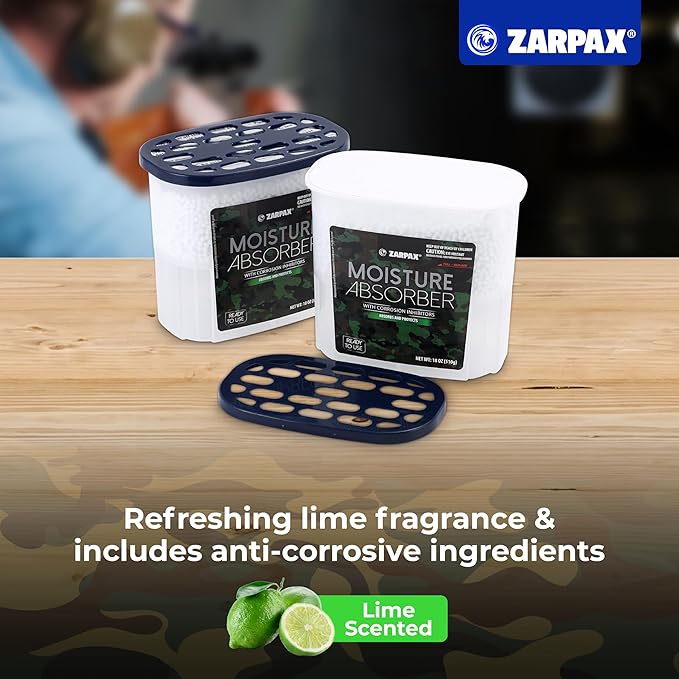 ZARPAX Moisture Absorber Corrosion Inhibitors Gun & Gear 17.6 oz/500g | Removes Moisture, Damp & Humidity | Odor Absorber | Moisture Trap for Bathroom, Closet, Kitchen | Set of 4