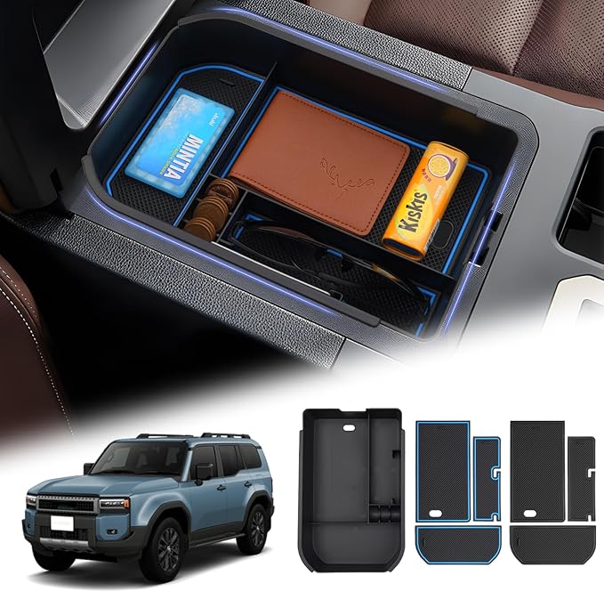 Sunsdrew for 2024 2025 Toyota Land Cruiser Center Console Organizer Insert Console Tray Land Cruiser ABS Armrest Storage Box for 2024 2025 Land Cruiser Accessories