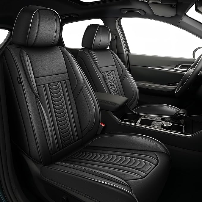 TTX LIGHTING for Hyundai Venue 2020-2026 Seat Covers: Waterproof Leather Seat Protector with Airbag Compatible (2 Front Seats,Black)