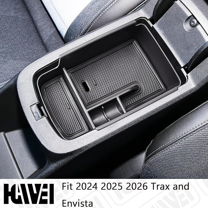 HGWEI Center Console Organizer Tray Compatible with 2024 2025 2026 Chevrolet Trax and 2024-2026 Buick Envista Interior Accessories Insert Armrest Secondary Storage Box Coin Holder, Black