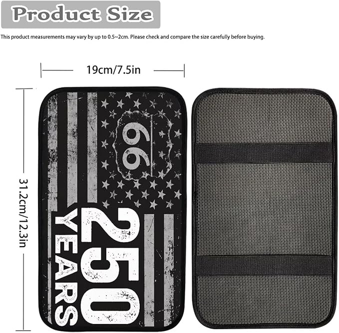 Dreaweet 250th Anniversary USA Flag Center Console Armrest Pad Cover Patriotic Car Arm Rest Cover Universal Middle Console Covers for Cars SUV Truck Sedan