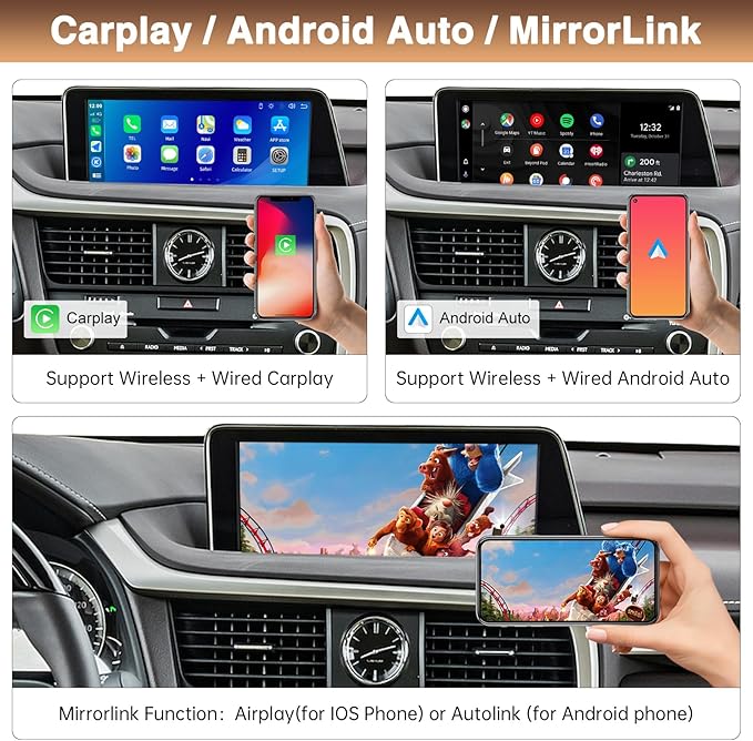 Retrofit Kit Decoder Wireless Carplay for Lexus NX RX is ES GS RC CT LS LX LC UX with Small Touchpad/Joystick Support Android Auto/MirrorLink/Backup Camera/YouTube