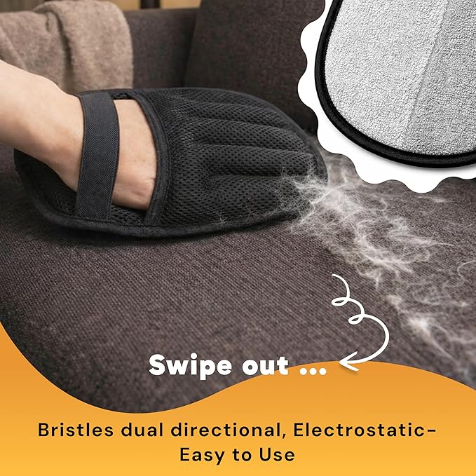 Pet Hair Removal Glove for Dogs & Cats - Upgraded Reusable Electrostatic Pet Hair Glove, Pet Hair Remover Tool for Laundry, Couch, Carpet & Car Seat, Gentle Grooming Mitt