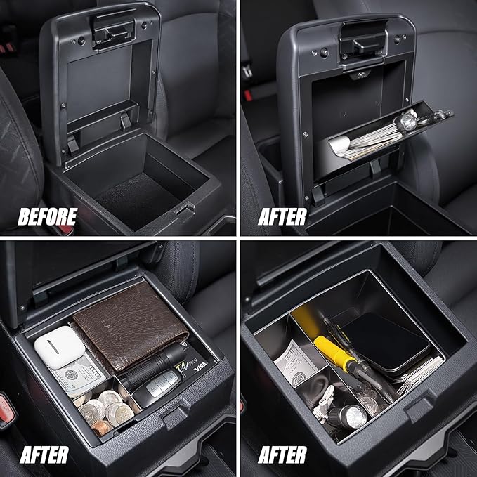 Carlimeki Center Console Organizer (3-piece set) for Tacoma 4th Gen (2024-2026) - Not for Hybrid - for Tacoma Accessories
