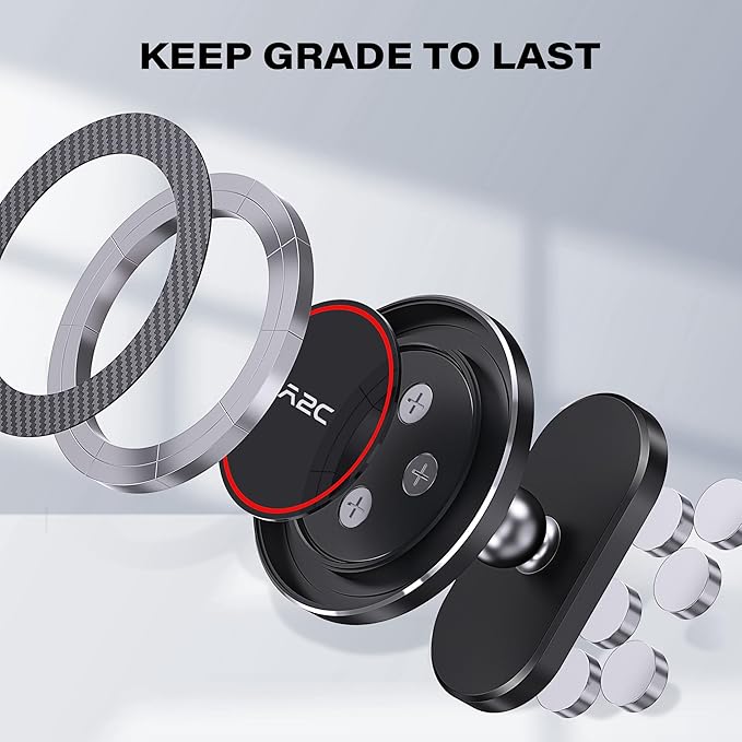 A2C for Hyundai Ioniq 5 Phone Mount, Upgrade Magnet Base Magnetically Attaches to Metallic Dashboard for 2024-2025 Sonata Kona, 2022-2025 Ioniq 5 & Ioniq 9, Compatible with MagSafe