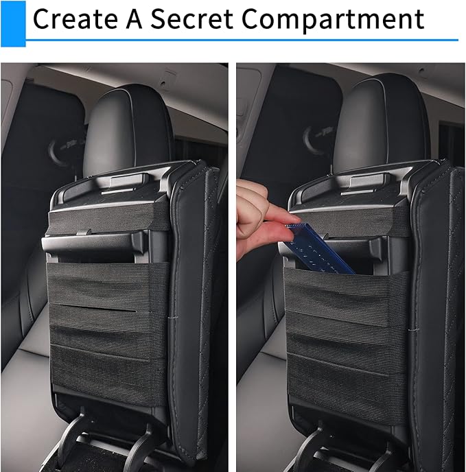 Carwiner Center Console Cover for 2021-2026 Tesla Model 3 Model Y, PU Leather Armrest Box Cushion Protector Accessories