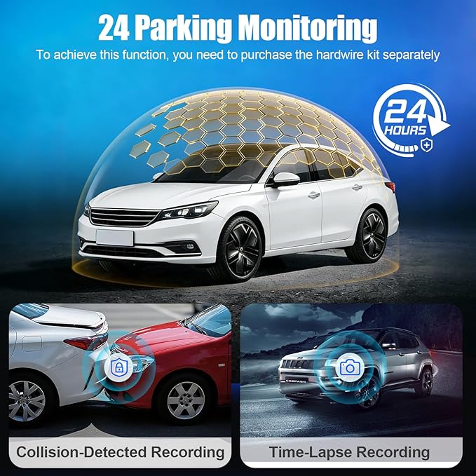 4K+1080P Dash Cam Front and Rear,Dual Dash Camera for Cars with 5.8GHz WiFi GPS,Night Vision,Mini Dash Cam with 3.59" IPS Screen,24H Parking Mode,G-Sensor,Loop Recording,64GB SD Card Included