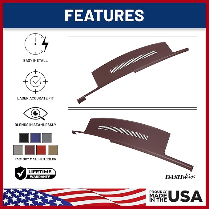 DashSkin Dash Cover Compatible with 1988-1994 C1500 C2500 C3500 K1500 K2500 K3500 Silverado Sierra Tahoe Yukon Suburban in Garnet (Burgundy) - Hard Molded Plastic Dashboard Cap