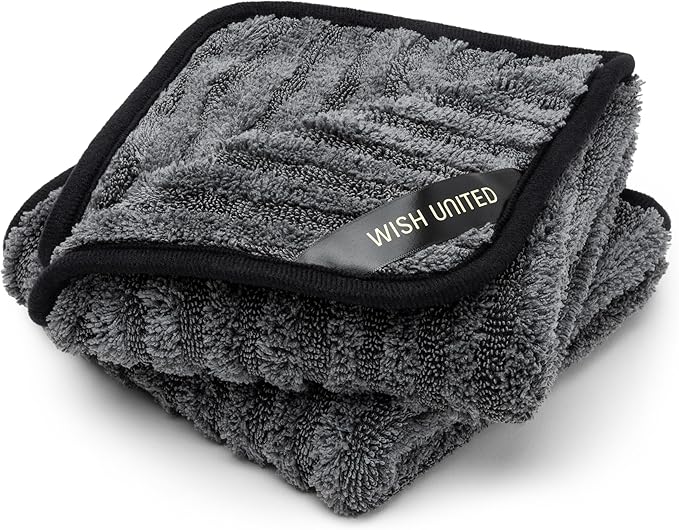 High Absorbency Weavy Microfiber Car Drying Detailing Soft Towel 1200gsm (2pack, 13.7"x13.7")