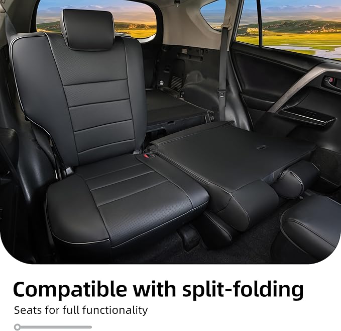 Lolcar Rav4 Car Seat Covers for Toyota Rav4 XLE,Platinum,Limited 2013-2018 & SE 2016-2018,Custom Leather Truck Seat Cover Full Set for SUV,Waterproof Car Seat Protector,Faux Leather(Black)