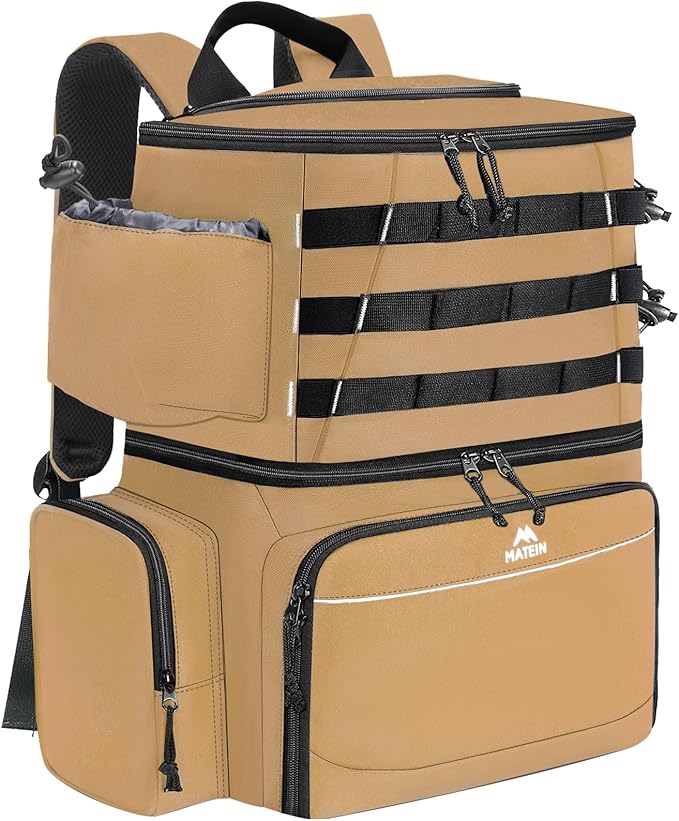 MATEIN Fishing Backpack, Water Resistant Tackle Storage Bag with Rod Holders & Cooler, Fishing Gifts for Men