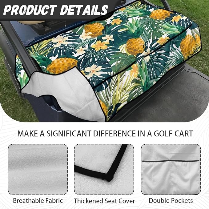 Biyejit Golf Cart Seat Covers with 4 Pockets Golf Cart Seat Towel Blanket Fits 2-Seat Golf Carts, Golf Cart Accessories