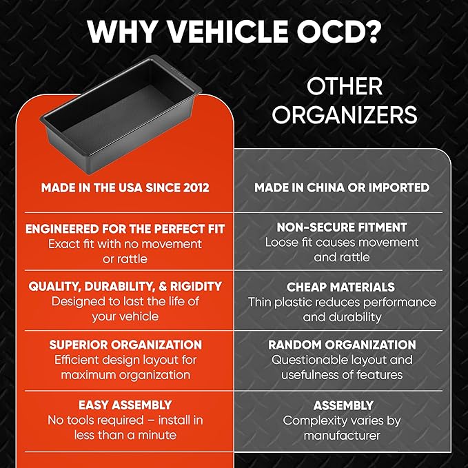Vehicle OCD - Center Console Organizer Tray for Toyota Tacoma (2005-2015) and (2016-2023) - Made in USA - SLX133
