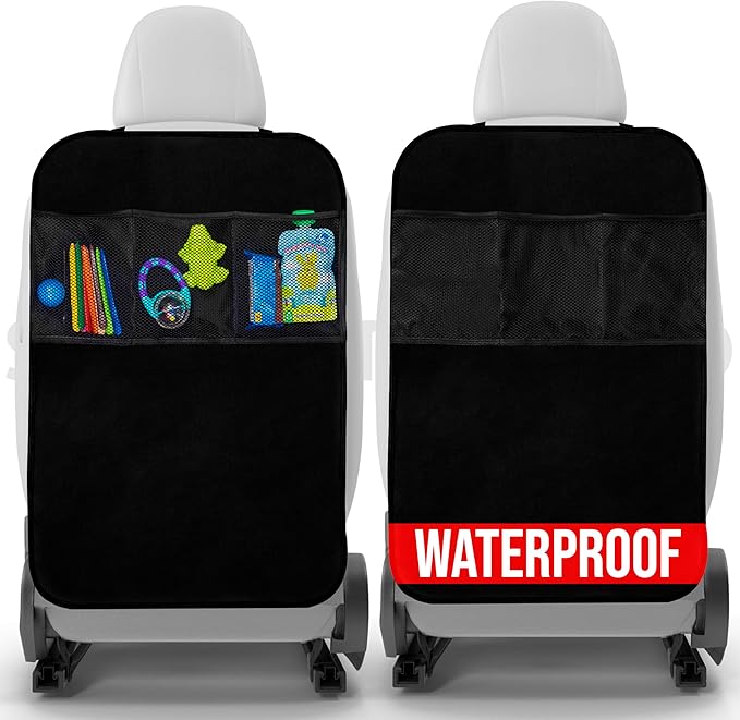 Todays Kids 2 Pack Kick Mats Back Seat Protector - Backseat Car Organizer for Kids, Car Storage Organizer, Back Seat Cars Organizers, Cars Organizers Backs Seats, Travel Accessories, 3 Pockets