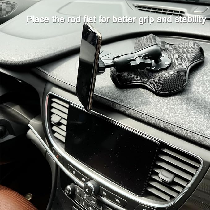 VAUBORTTI Magnetic Phone Holder for Desk&Car Dash,Aluminum Arm, Non-Slip Beanbag Base, 360° Rotation at 3 Points, Compatible with MagSafe iPhone 12-16 Series, Fits RAM B Size 1" Ball