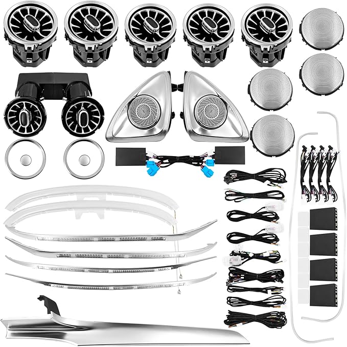 Ambient Lighting Kit 64 Colors Compatible with Mercedes-Benz GLC X253 2015-2022 Without OBD Tool