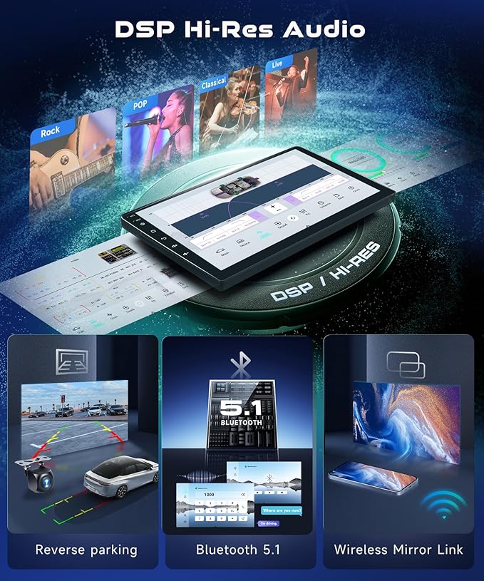 Qualcomm 8Core 4G 64G Radio for Honda Civic 2006-2011 Car Stereo with 10.1inch 1280x720P QLED Touch Screen 5.1Bluetooth 5G WiFi DSP FM Wireless CarPlay Android Auto GPS Backup Camera