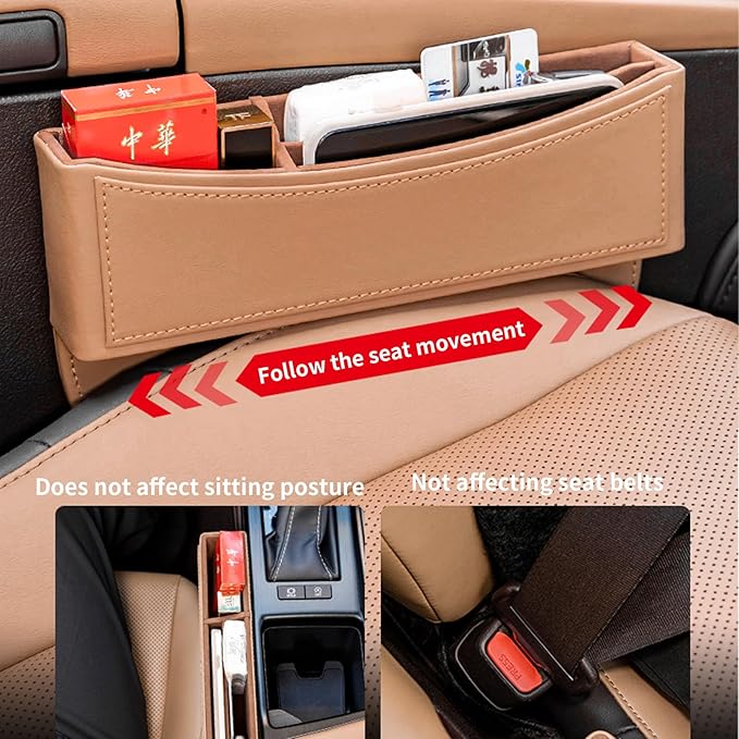 Dragon Art 2 Pack Car Seat Gap Filler Organizer, Leather, Black, Multifunctional Automotive Trays and Bags, Luxury Finish, 2 Pounds