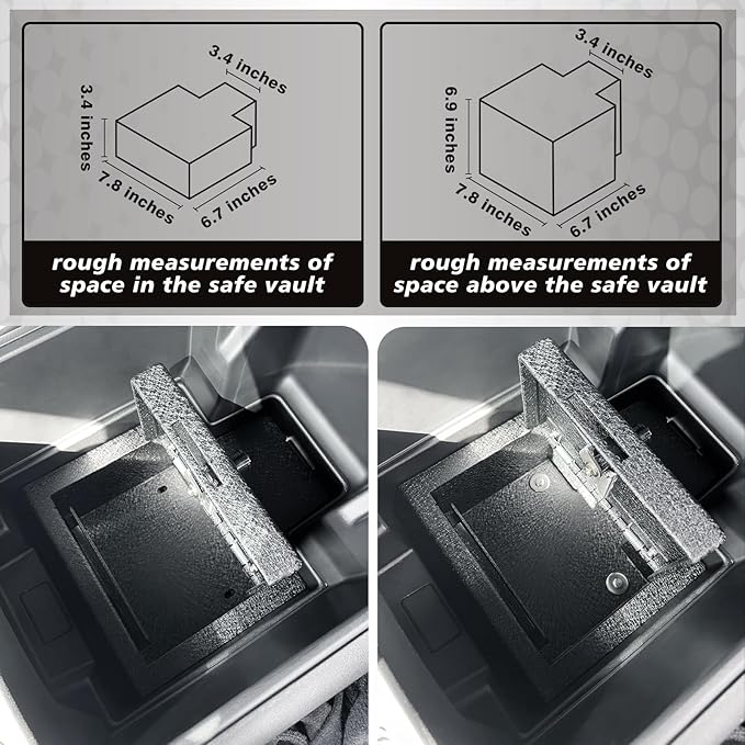 BestEvMod Center Console Safe Vault LockBox Compatible with Chevy Silverado EV/GMC Sierra EV 2026 2025 2024 Pickup Gun Safe Vault Console Storage Interior Organizer Security Anti-Theft (Not Fit ICE)