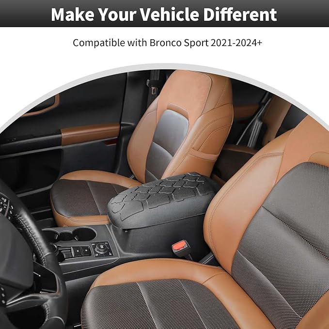 CheroCar Center Console Armrest Cover Fit for Bronco Sport 2 or 4 Door 2021+, Center Console Armrest Box Cushion Soft Arm Rest Pad, Scratch Resistance Armrest Cover, Automotive Interior Accessories