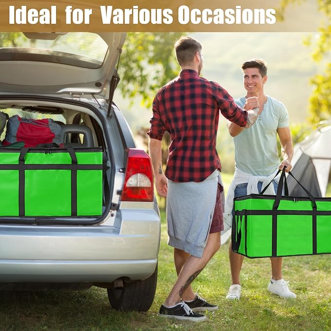 PEASUG Insulated Bags for Food Delivery, XXXL Pizza Delivery Bags, Large Capacity Cooler Bag Keep Food Warm for Grocery Shopping and Catering, Foldable, Heavy-Duty (Green)