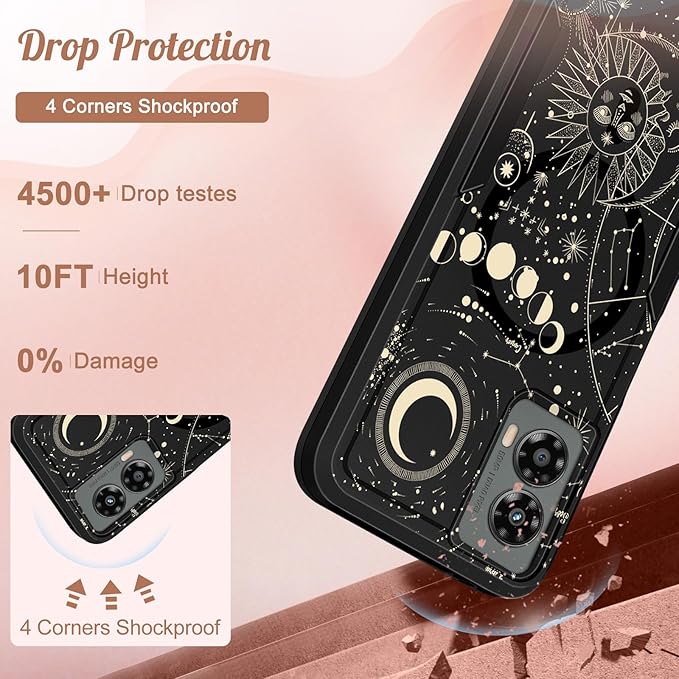 for Moto G 5G 2024 Case - Compatible with MagSafe Women Girls Cute Magnetic Protective Phone Cover Girly Aesthetic Sun Moon Heavy Duty Shockproof Design for Motorola Moto G 5G 2024 Cases