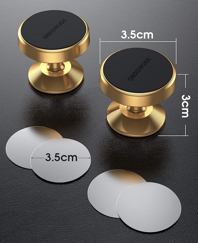 [2 Pack Magnetic Phone Mount,[Upgrade Magnet] Magnetic Phone Holder for Car, Dashboard Phone Holder Mount 360 Adjustable,Car Mount for iPhone Samsung etc All Smartphones (Gold)