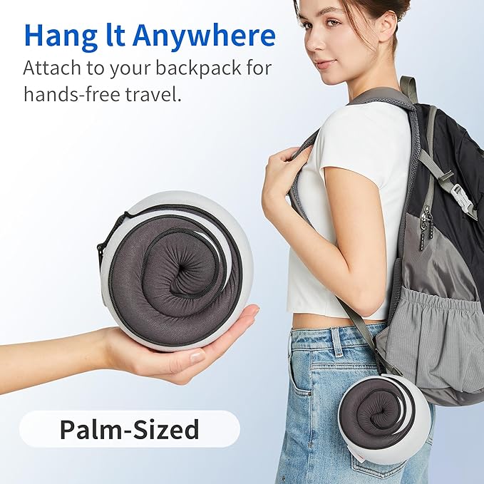 Travel Pillow, Memory Foam Neck Pillow for Airplane Sleeping, 360° Ergonomic Support Travel Pillow for Flights, Portable Set with 3D Eye Mask & Earplugs, Comfort for Plane Car Train