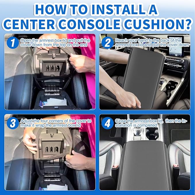 Nilight Center Console Cover Compatible with 2011-2019 Ford Explorer PVC Leather Armrest Cover for Car Middle Center Console Cushion Pad Waterproof Console Covers Car Armrest Box Cover Black