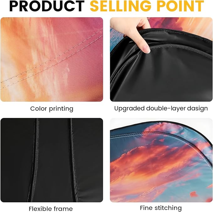 Car Windshield Sun Shade - Foldable Car Sun Shade Windshield for Front Window, Reflector Sunshade Offers Ultimate Protection for Cars Interior (55.2 x 31.5 in)