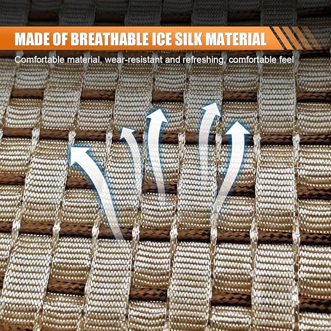 2PCS Ice Silk Car Seat Cushion, Breathable Cooling Anti-Slip Car Seat Protector Cushion with Storage Pocket, Universal Comfort Front Drivers Seat Cover Pad for Cars SUV Truck Interior (Coffee)